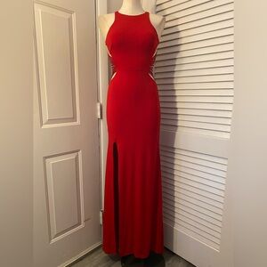 “La Femme” Striking Red Maxi Formal Gown- Size 0